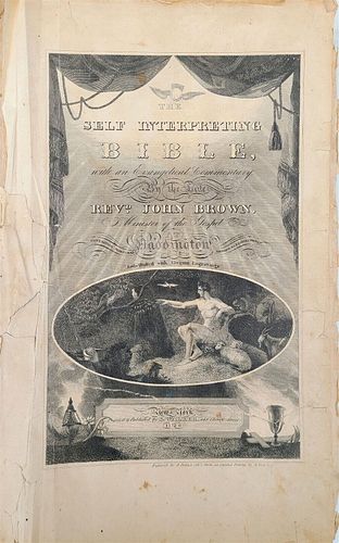1820 ANTIQUE FOLIO AMERICANA NEW YORK, SELF-INTERPRETING ENGLISH BIBLE