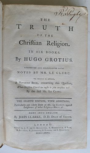 1777 VERACITY OF THE CHRISTIAN FAITH BY HUGO GROTIUS IN THE OLD ENGLISH