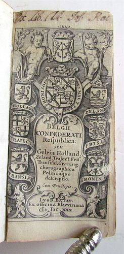 1630 ANTIQUE BELGIAN CONFEDERATION REPUBLIC VELLUM BY JOHANNES LAET ELZEVIER, 17TH C.