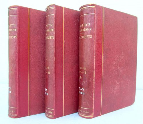1887, THREE VOLUMES OF BRADLEY'S DICTIONARY OF MINIATURISTS IN ENGLISH ANTIQUE