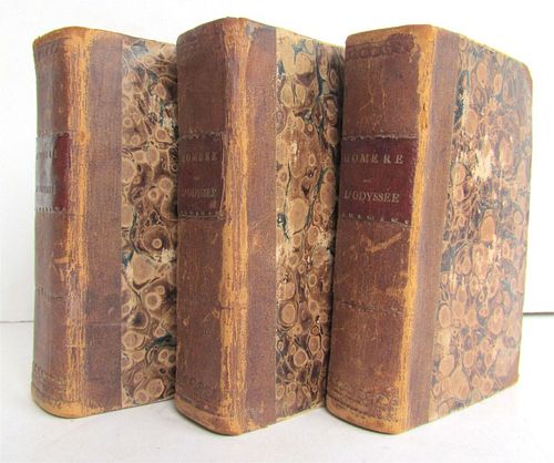 1817 ANTIQUE THREE-VOLUME FRENCH ILLUSTRATED HOMER'S ODYSSEY