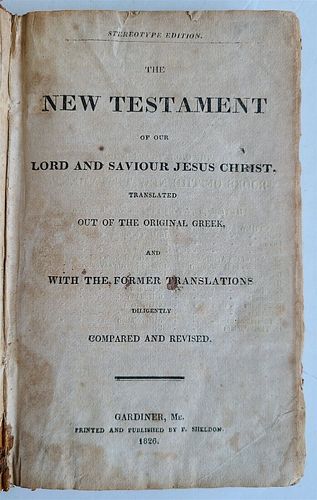 EARLY MANUSCRIPT NEW TESTAMENT IN ENGLISH, AROUND 1826