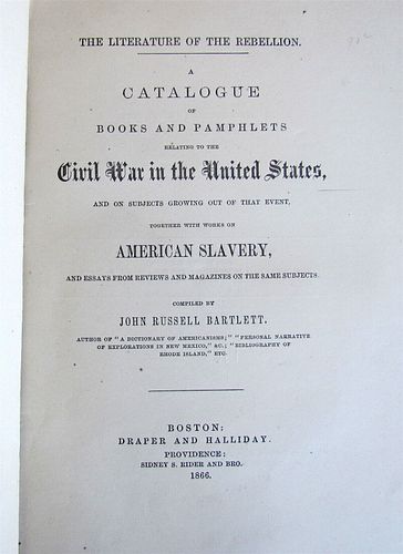 1866 BOOK CATALOGUE: UNITED STATES' CIVIL WAR HISTORY ANTIQUE AMERICANA