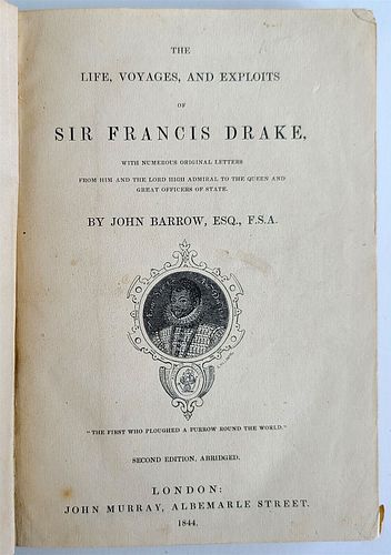JOHN BARROW'S 1844 LIFE VOYAGES & EXPLOITS OF SIR FRANCIS DRAKE ANTIQUE