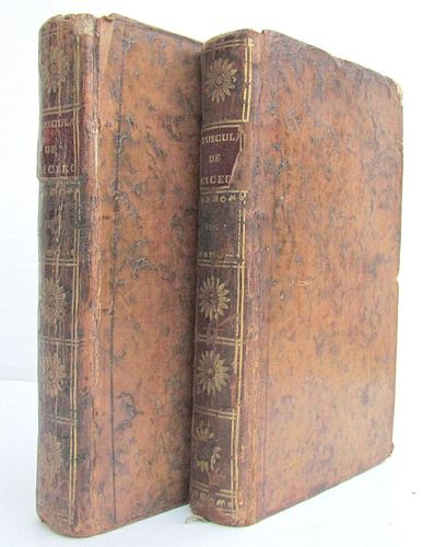 TWO VOLUMES OF OLD TUSCULANES DE CICERON PUBLISHED IN FRENCH IN 1766