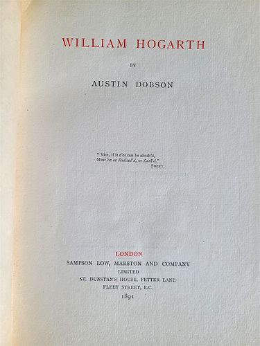 1891 VINTAGE ILLUSTRATED WILLIAM HOGARTH BY AUSTIN DOBSON