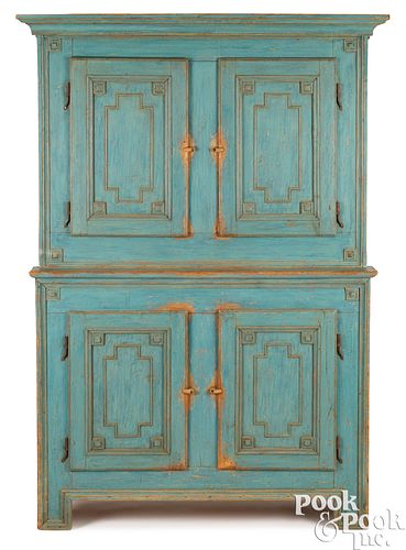 Canadian painted pine stepback cupboard, 19th c.