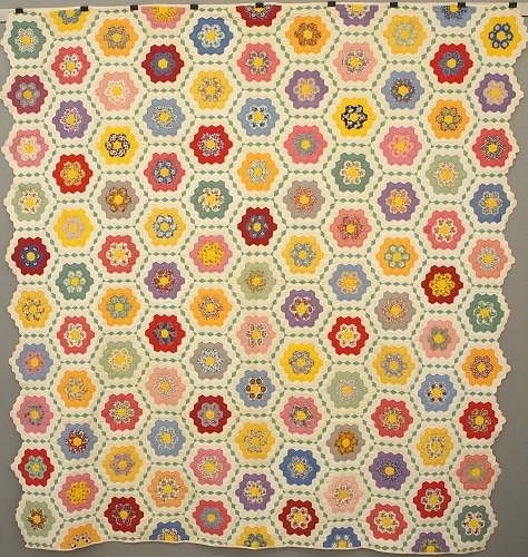 Grandmother's Flower Garden patchwork quilt