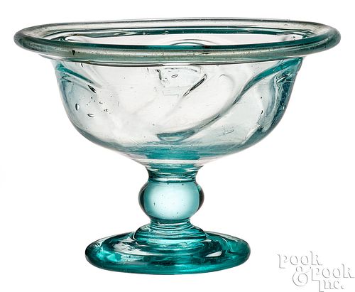 Exceedingly rare New York lily pad glass compote