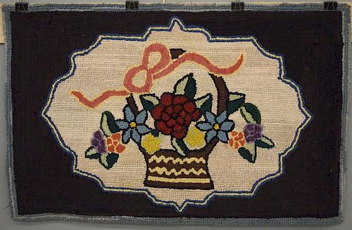 Flower basket hooked rug