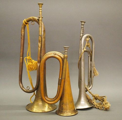 3 antique bugles