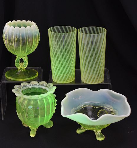 NORTHWOOD YELLOW OPALESCENT URANIUM GLASS COLLECTION 