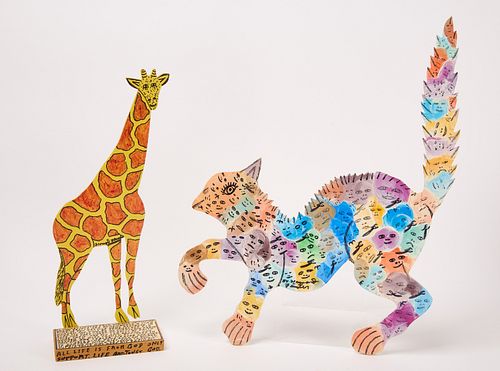Howard Finster - Giraffe and Cat