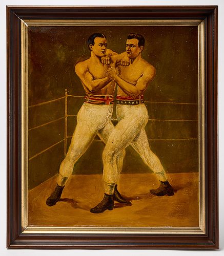 Folk Art Painting of Boxers - Corbett and Mitchell