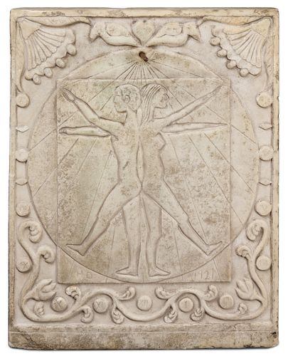 Important Carved Marble Sundial Plaque