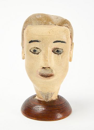 Folk Art Carved Head of a Man