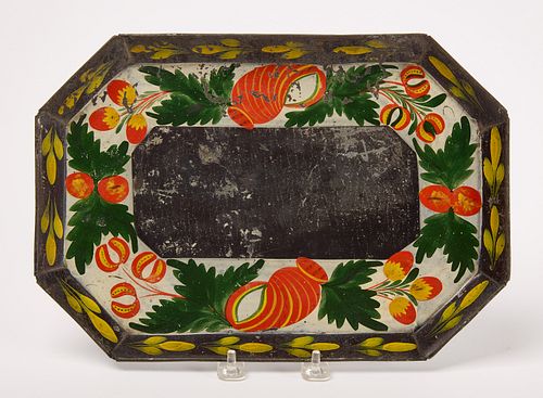 Paint-decorated Tin Coffin Tray