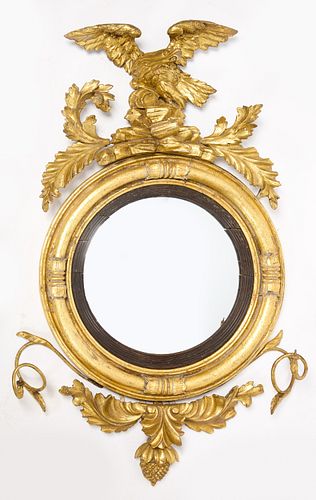 Gilded Round Mirror with Eagle