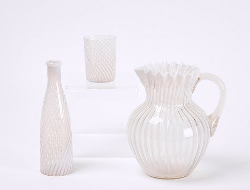 Three Pieces of Ribbed Glassware