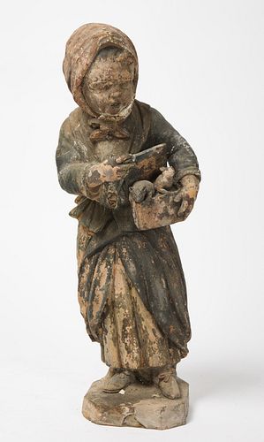 Plaster Sculpture of a Child with Mice