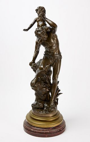 Leroux-Bronze Sculpture of Man and Child