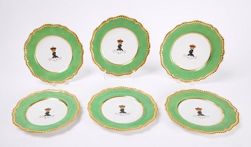 Six Royal Porcelain Plates - Virtus Amore