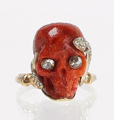 Ring with Snake and Skull