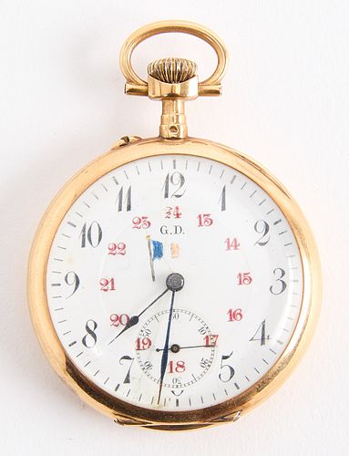 18 K G.D. with French Flag Gold Pocket Watch