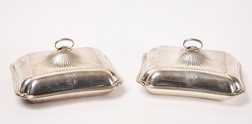 Pair of Georgian Silver Dishes and Covers