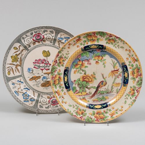 Two Sets of Six English Chinoiserie Dinner Plates 