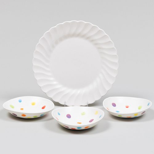 Set of Nine Davistudio Pottery Bowls and a Set of Eight Myott Porcelain Plates