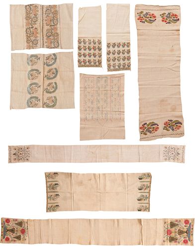 Group of Nine Ottoman Embroidered Textiles