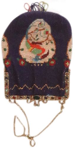 A French Art Deco Beaded Purse with Jeweled Handle