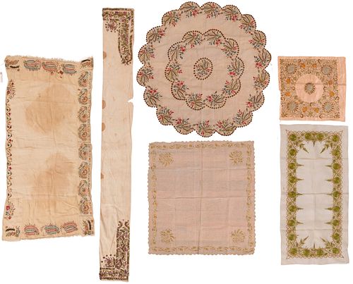 A Group of Six Ottoman Embroidered Textiles