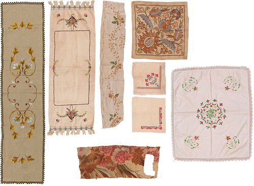 A Group of Nine Assorted Embroideries