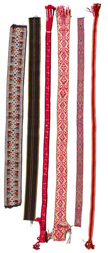 Six Woven Belts from Various Origins