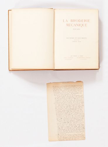 La Broderie Mécanique 1828-1930, Ernest Iklé, bound and signed by the author to John Jacoby