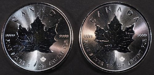 (2) 1 OZ .999 SILVER 2016 MAPLE LEAF ROUNDS