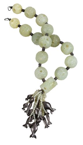 Jade Carved Hollow Bead Necklace