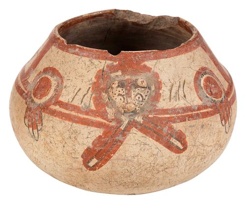 Pre Columbian Polychrome Pottery Jaguar Bowl