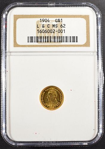 1904 LEWIS & CLARK $1 COMMEM GOLD NGC MS-62