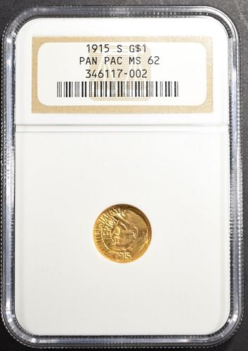 1915-S PAN PAC $1 GOLD COMMEM NGC MS-62