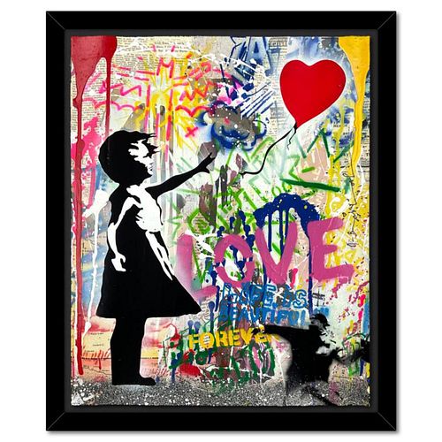 Mr. Brainwash, "Ballon Girl" Framed Mixed Media Original, Hand Signed with Certificate of Authenticity.