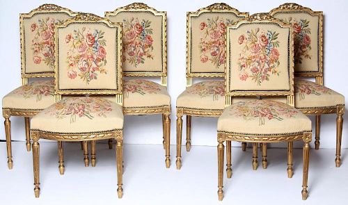 6 Louis XVI-Style Dining Side Chairs