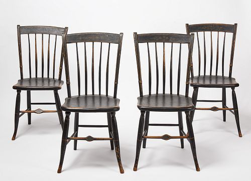 Set of Four Unusual Country Side Chairs