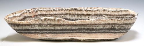 LARGE GEOLOGICAL NATURAL EDGE ONYX BOWL, 29.25"W