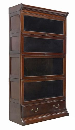 ENGLISH MAHOGANY FOUR-STACK BARRISTER BOOKCASE