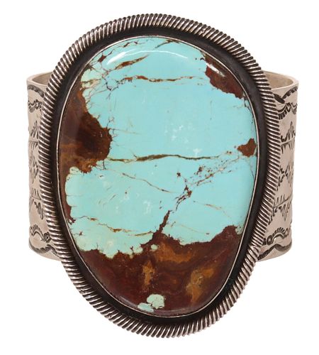 LARGE SOUTHWEST STERLING & TURQUOISE CUFF