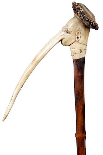 165. Anti-Semitic Stag Cane- Early 20th Century- These canes were carved in Germany, to show the owners feelings about the Je