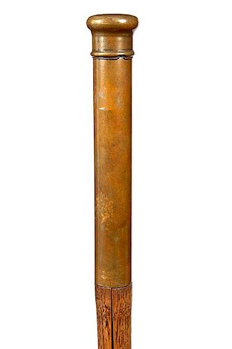 168. Shooting Seat Cane – Ca. 1885 – A compartment cane which holds a canvas seat with an oak shaft that splits into thre